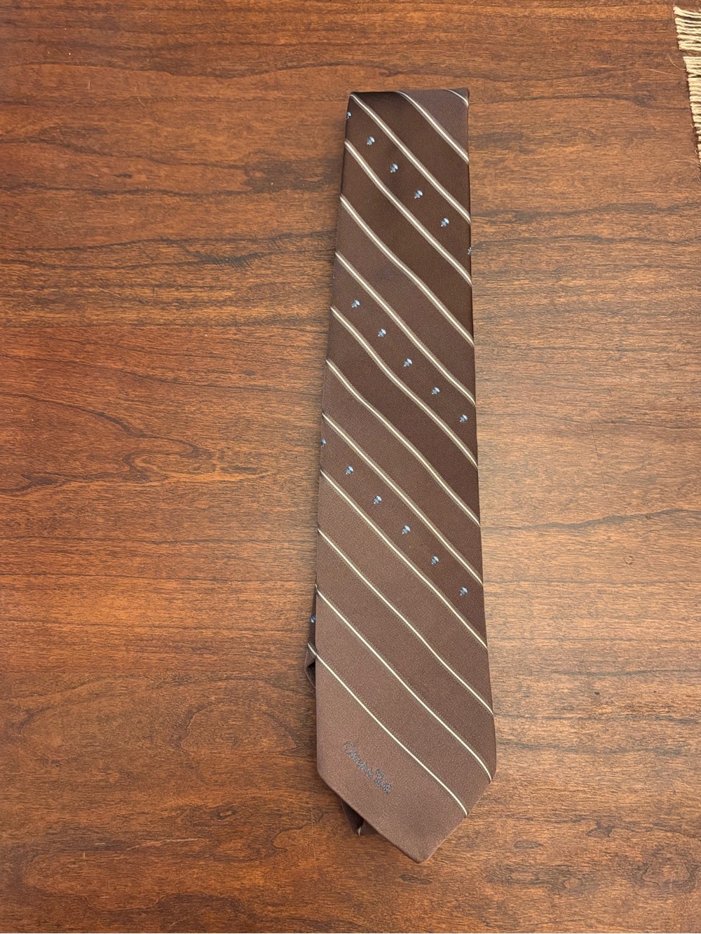 Men's Vintage Oscar de la Renta Brown Striped tie